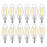 CRLight LED Candelabra Bulb 25W Equivalent 250 Lumens, 3000K Soft White 2W Filament LED Chandelier Light Bulbs, E12 Base Vintage Edison B11 Clear Glass Candle Bulbs, Non-dimmable Version, 12 Pack