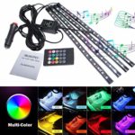 BLIAUTO Car Led Strip Lights, Car Interior Lights RV Interior Lights RGB Under Dash Lighting Waterproof Kit with Sound Active Function and Wireless Remote Control, Car Charger Included(8 Colors,72LED)