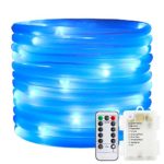 ER CHEN Remote&Timer Battery Powered Rope Lights,16.5FT 50 LED Warterproof Indoor&Outdoor Portable Rope String Lights for Christmas Tree, Wedding, Thanksgiving, Party, Garden, Patio(Blue)