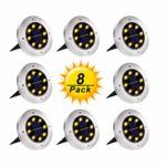 Solar Ground Lights, Upgraded Outdoor Garden Waterproof Bright in-Ground Lights for Lawn Pathway Yard Driveway, with 8 LED Warm White Lights (8 Pack)