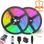 Coolzon LED Strip Lights, RGB Bluetooth Light Strip 32.8ft 12V Color Changing Rope Light, 150LEDs Waterproof Music Sync Light Rope for TV, Bedroom, Party and Home Decoration