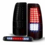 For 2003-2007 Chevy Silverado 1500 2500 3500 LED Tail Lights Housing & LED 3rd Brake Lamps [Smoked Lens]