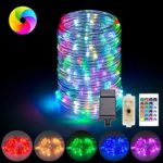 ANJAYLIA 66ft 200 LED Rope Lights Outdoor, Waterproof 16 Colors Changing String Lights Plug in with Remote Control Dimmable Twinkle Fairy Lights for Bedroom Garden Party Christmas Decoration