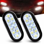 Nilight TL-09 6″ Oval White Tail 2PCS 10 LED w/Flush Mount Grommets Plugs IP67 Waterproof Reverse/Back Up Trailer Lights for RV Truck Jeep, 2 Years Warranty