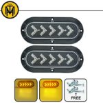 TMH ( Pack of 2 ) 6″ ARROW 25 LED Surface Mount Oval Clear Lens / Amber Light Turn Signal Side Marker Tail LED Indicator Assembly Light for Truck Trailer RV Bus 12V DC