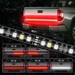 JUNEVEN Tailgate Light Bar 60 Inch Truck Brake Flexible Strip Trailer Tail Lights Turn Signal Reverse Back Up Stop Running Light for Pickup RV SUV Van Car Jeep, Red/White, No Drill Needed