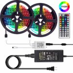 eTopxizu 32.8ft 10M SMD 5050 RGB LED Strip Lights 300leds IP20 Non Waterproof Lighting Color Changing Tape with 44 Keys IR Remote Controller DC 12V 5A Power Supply for TV,Home Kitchen Bedroom Decor