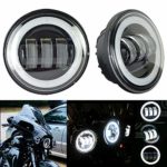 4.5″ Inch LED Halo Spot Lamp Passing Light Black Projector Fog Lamp for Harley Davidson Daymaker Motorcycles