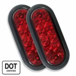 NOVALITE 2 pcs Dark Red 6 Inch Oval LED Brake Stop Turn Trailer Tail Lights Kit 10 LEDs with Grommet and Plug for Trailer/Bus/RV, DOT Certified