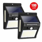 Solar Motion Sensor Light IDESION 100 LED Outdoor 3 Modes 270°Wide Angle Waterproof Solar Powered Security Night Light for Garden Fence Deck Patio Garage Yard 2 Pack