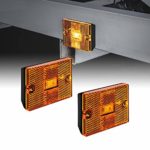2pc Amber LED Side Marker Light [DOT Certified] [IP67 Waterproof] [ Integrated Reflector] for Utility Boat Trailers Over 80″ Camper RV Light