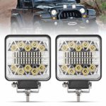 4 Inch LED Work Lights – 2Pcs 15000LM LED Pods – CREE LED Spot Flood Combo Beam Light Bar – Driving Light for Truck ATV UTV SUV Boat Tractor.