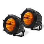 AutoTime 2 Pack 25W LED Work Light Flood Spot Combo Beam 3000K Yellow Amber Led Pods Light Small Offroad Driving Fog Light for Motorcycle Jeep SUV Truck Wrangler Boat Tractor