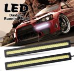 Daytime Running Lights LED, LEADTOPS White Light Strips COB Glass LENS DRL DIY 12V 6W LED Lamp 100% Waterproof,1 Year Warranty (2 Pack)