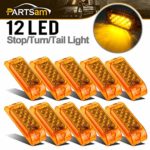 Partsam Amber Lens 2″ x 6″ Rectangular 13 diode LED Marker Light w/Reflector Surface Mount, Multi Faceted 6×2 Rectangle Led Truck and Trailer Side Marker Lights (Pack of 10)