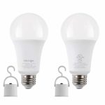 HouLight 5W Rechargeable Emergency LED Light Bulbs with Back Up Battery for Power Outage, Camping, Hurricane, Disaster Planning, 40W Equivalent (5000K Daylight White, 2-Pack)