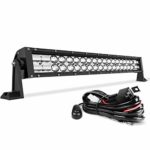 LED Light Bar Curved 22” (24″ with Mounting Bracket) DWVO 300W 8D 48000LM with 8ft Wiring Harness Kit, Off Road Driving Light for Jeep Bumper Trucks Boats ATV Light Bar -2Yr Warranty