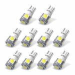 YITAMOTOR 194 LED Bulb White Non Polarity for License Plate Light, Car Interior Light, 168 194 W5W 2825 2827 T10 Wedge LED Light Bulb for Map Dome Trunk Door Courtesy Light, 12V, 6000K, 10-Pack