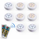 Eicaus Wireless Warm/Cool Bi-Color under Cabinet Lighting 8 Pack, Dimmable Led Puck Light with Remote Control for Counter Kitchen Closet, Battery Powered, Auto Off Timer, Tap On/Off, Stick on Anywhere