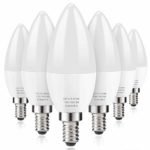 Prosperbiz Dimmable E12 LED Candelabra Light Bulbs, Daylight White 5000K 6W Chandelier Bulbs(60 Watt Equivalent), 550 Lumens, Decorative Candle Base, 6-Pack