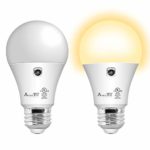 Dusk to Dawn Light Bulb, AmeriTop A19 Led Sensor Light Bulbs; UL Listed, Automatic On/Off, 800 Lumen, 10W(60 Watt Equivalent), E26 Base, 3000K Warm White, Indoor/Outdoor Lighting Bulb- 2 Pack