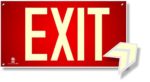 Photoluminescent Exit Sign Red W/Holes and Hardware – Aluminum Code Approved UL 924 / IBC/NFPA 101 (Directional Arrows Included)