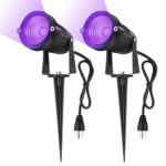 Hypergiant 12W Waterproof Plug in UV LED Spotlight ,Outdoor Black Lights,120V AC,3.3ft wire,Stake landscape Light for Outdoor Decoration Yard Lawn Patio Garden Path Tree(2-PACK)