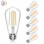 Vintage LED Edison Bulb, 6W, Equivalent 60W, Soft White 2700k, Non-Dimmable Led Filament Light Bulb, E26 Base, High CRI 90 Eye Protection Led Bulb, Clear Glass for Home Bathroom Kitchen, Pack of 5