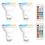 GU10 LED Light Bulb 40 Watt Equivalent Color Changing 12 Colors 5W Dimmable Warm White 2700K RGB LED Light Bulbs with Remote Control (Pack of 4)
