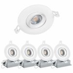 NICKLED (4 Pack) 4 inches led Gimbal Downlights-Directional Adjustable, 12W Dimmable LED Retrofit Recessed Lighting Fixture with IC Rated Junction Box, 1100lm(100W Replacement) 3000K-Warm White, 120V