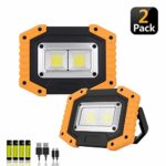 Portable LED Work Light,XQOOL Rechargeable COB Work Lamp Waterproof LED Flood Light with Stand Built-in Power Bank Job Light for Indoor Outdoor Lighting (YELLOW/2PACK)