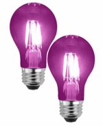 SleekLighting LED 4Watt Filament A19 Purple Colored Light Bulbs Dimmable – UL Listed, E26 Base Lightbulb – Energy Saving – Lasts for 25000 Hours – Heavy Duty Glass – 2 Pack