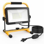 Ustellar 60W Portable LED Work Light 3030 LEDs, 6000lm (450W Equivalent) 6000K Daylight White IP65 Waterproof Flood Lights with Stand for Workshop, Construction Site, 16.4ft/5m Power Cord with US Plug