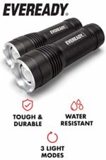 Eveready LED Tactical Flashlight, High Lumens, Zoomable, 3 Light Modes, IPX4 Water Resistant, Durable Metal Body, Lanyard Included