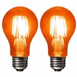 SleekLighting LED 6Watt Filament A19 Orange Colored Light Bulbs Dimmable – UL Listed, E26 Base Lightbulb – Energy Saving – Lasts for 25000 Hours – Heavy Duty Glass – 2 Pack