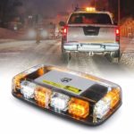 Xprite 12 Inch 36W LED Mini Strobe Light Bar 15 Flashing Modes Warning Beacon Lights w/Magnetic Base for Emergency Hazard Safety Vehicles, Tow Trucks, Snow Plow, Construction Cars (White Mix Amber)