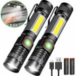 USB Rechargeable Flashlight, Magnetic Flashlights With COB Flash Light Include Battery – 4 Models, Zomable, Water Resistant, Vnina LED Tactical Flashlight High lumen for Indoor & Ourdoor use