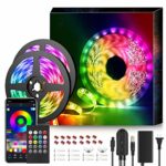 50Ft LED Strip Lights Music Sync Color Changing RGB LED Strip 20-Key Remote, Sensitive Built-in Mic, App Controlled LED Lights Rope Lights, 5050 RGB LED Light Strip(APP+Remote+Mic+3 Button Switch)