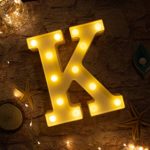 Brightown Decorative LED Marquee Letter Lights 26 Alphabet Light Up Letters Sign for Wedding Birthday Party Night Light Home Bar Decoration Battery Operated (K)