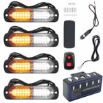 Led Warning Lights, 12-LED 4pcs Ultra Slim Sync Feature Car Truck with Main Control Box Surface Mount