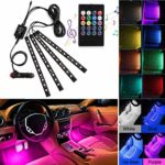 Car LED Strip Lights, AXELECT 48 LED Interior Lights-Multicolor Music Car Interior Lights Under Dash Lighting Kit with Sound Active Function and Remote Control, DC 12V