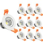 LightingWill 10-Pack 3W CRI80 LED Downlight Dimmable 220LM Directional Recessed COB Ceiling Light Cut-Out 2in(51mm) 60 Beam Angle 3000K-3500K Warm White 25W Halogen Bulbs Equivalent