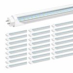 JESLED T8 4FT LED Light Bulbs, 24W 6000K-6500K, 3000LM, T12 4 Foot LED Tubes Replacement for Fluorescent Fixtures, Clear, Dual Ended Power, Bypass Ballast, Garage Warehouse Shop Lights (25-Pack)