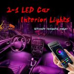 Car LED Strip Lights,4pcs 48 LED Bluetooth App Controller Interior Lights Multi Color Music Car Strip Light Under Dash Lighting Kit with Sound Active & Upgraded Wireless Remote Control