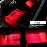 Car Interior Lights, EJ’s SUPER CAR 4pcs 36 LED DC 12V Waterproof Atmosphere Neon Lights Strip for Car-Car Auto Floor Lights,Glow Neon Light Strips for All Vehicles (Red)
