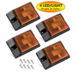 CZC AUTO LED Amber Side Marker Lights, Sealed Submersible LED Clearance Reflector Lamps kit, Waterproof Trailer Running Lights Replacement for 12V Boat Trailer Truck Marine RV, Copper Wire (Amber, 4)