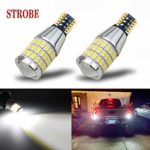 iBrightstar Newest 9-30V Flashing Strobe Blinking Brake Lights 912 921 W16W T15 906 LED Bulbs with Projector replacement for Back Up Reverse Lights | Tail 3rd Brake Stop Lights, Xenon White
