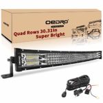 LED Light Bar Curved with Wiring Harness Quad-Row 32Inch 768W OEDRO Spot Flood Combo Led Lights Work Lights Fog Driving Light Off Road Light 12/24V Fit for Pickup Jeep SUV 4WD 4X4 ATV UTE TruckTractor