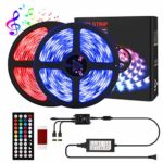 RGB LED Strip Lights 32.8ft/10m Waterproof with 44 Keys IR Remote Controller and 12V Power 300 LEDs SMD5050 Music Sync Color Changing Apply for TV, Bedroom, Party and Home, Kitchen Decoration