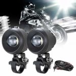 BUNKER INDUST LED Auxiliary Lights with Wiring Harness for Universal Motorcycle, 1 Pair 30W 6500K LED Driving Fog Lights 3000LM Spot Beam Cree LED Lighting Bulbs for Offroad Motorcycle Motorbike